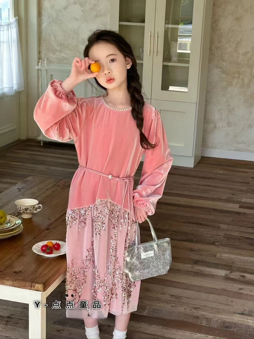 414【点】女童时尚休闲连衣裙-9813