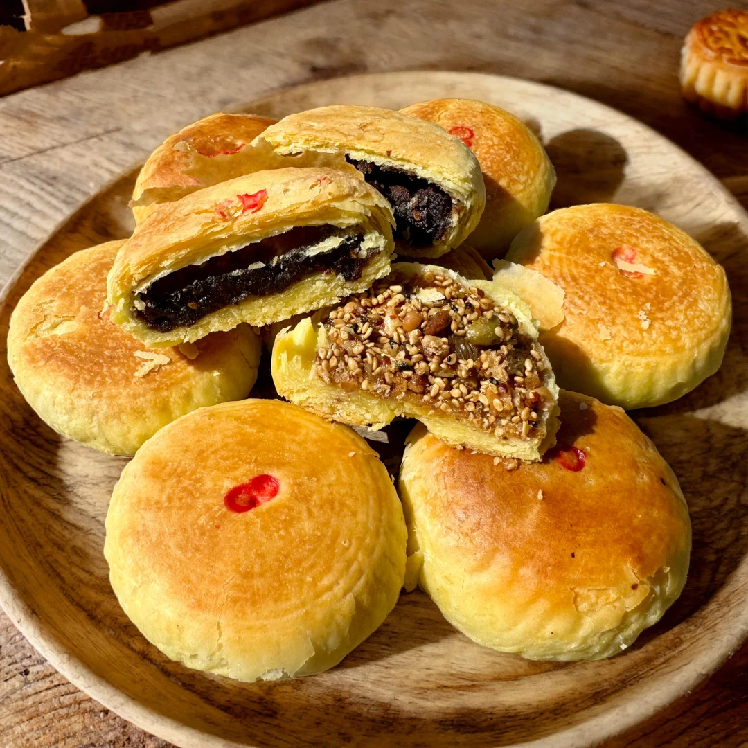 【陕北雪花月饼】拓鲜生酥皮五仁枣泥馅600g/8个/包*2包顺丰包邮