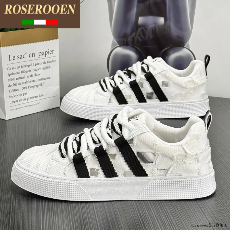 男鞋2025新款夏季时尚百搭三道杠男款轻便新颖透气休闲鞋舒适清爽