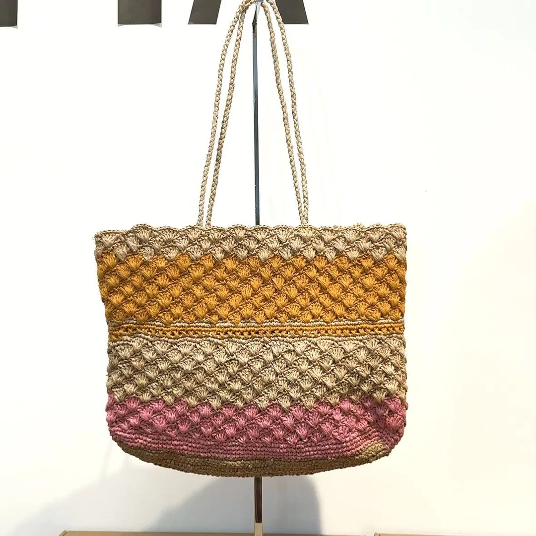 023  拉菲草编织彩色包包非洲进口手工制作