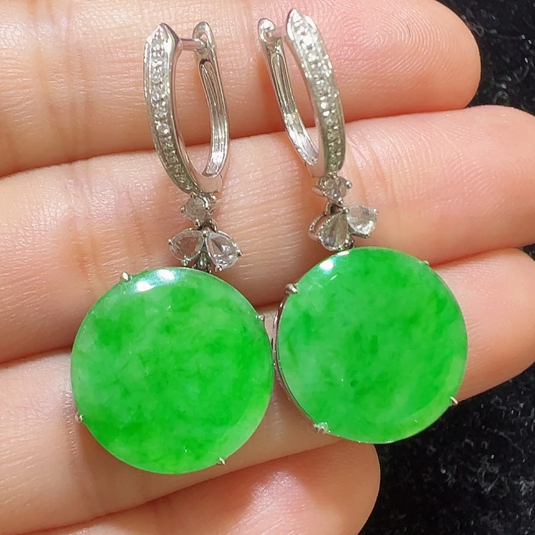 18K金镶嵌翡翠耳饰