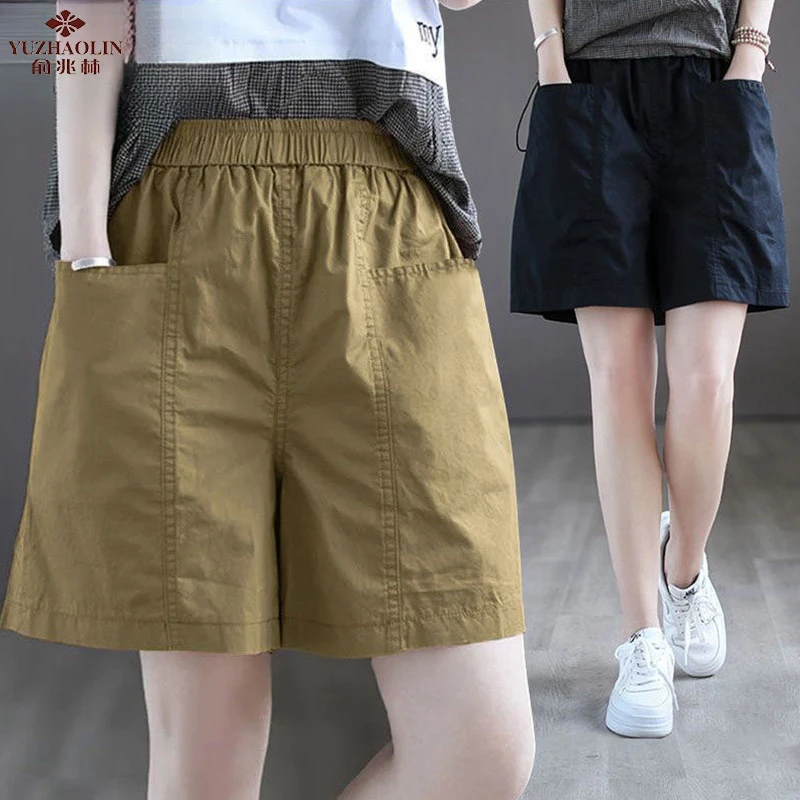 俞兆林夏季外穿品质五分短裤纯棉百搭宽松高腰遮大腿休闲阔腿短裤