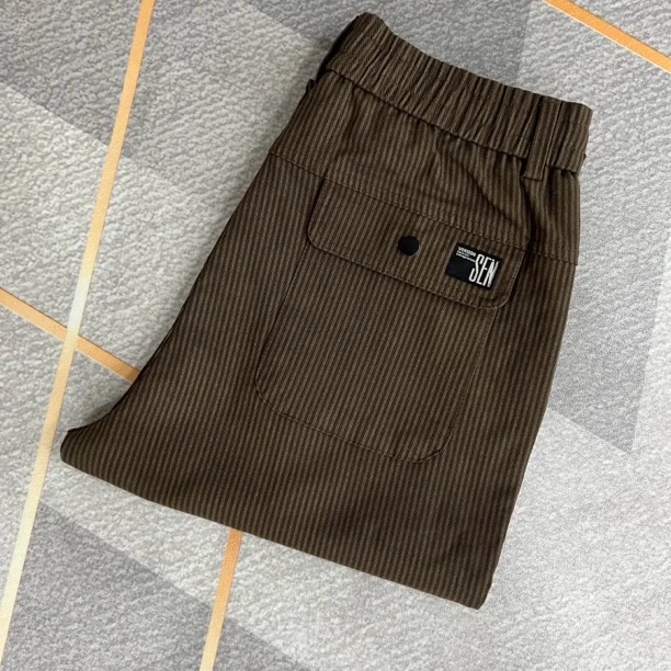 秋冬新款棉弹力竖条显瘦宽松小直脚男士休闲裤【80221】