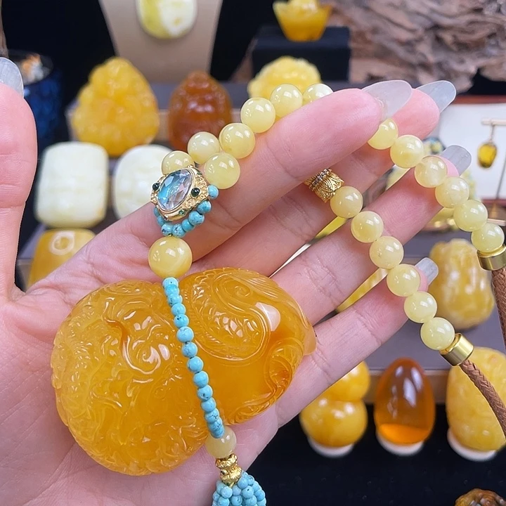 未镶嵌琥珀珠宝奇石花粉