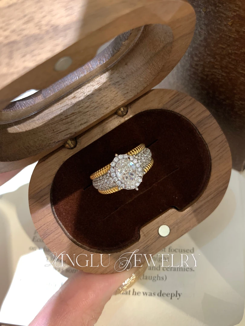 925银合成锆石戒指 认准星璐•【老钱鸽子蛋戒指】鎏金凹凸工艺戒指