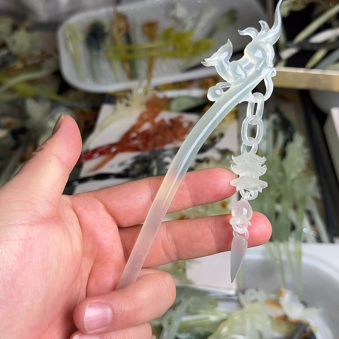 蛇纹石玉未镶嵌发饰