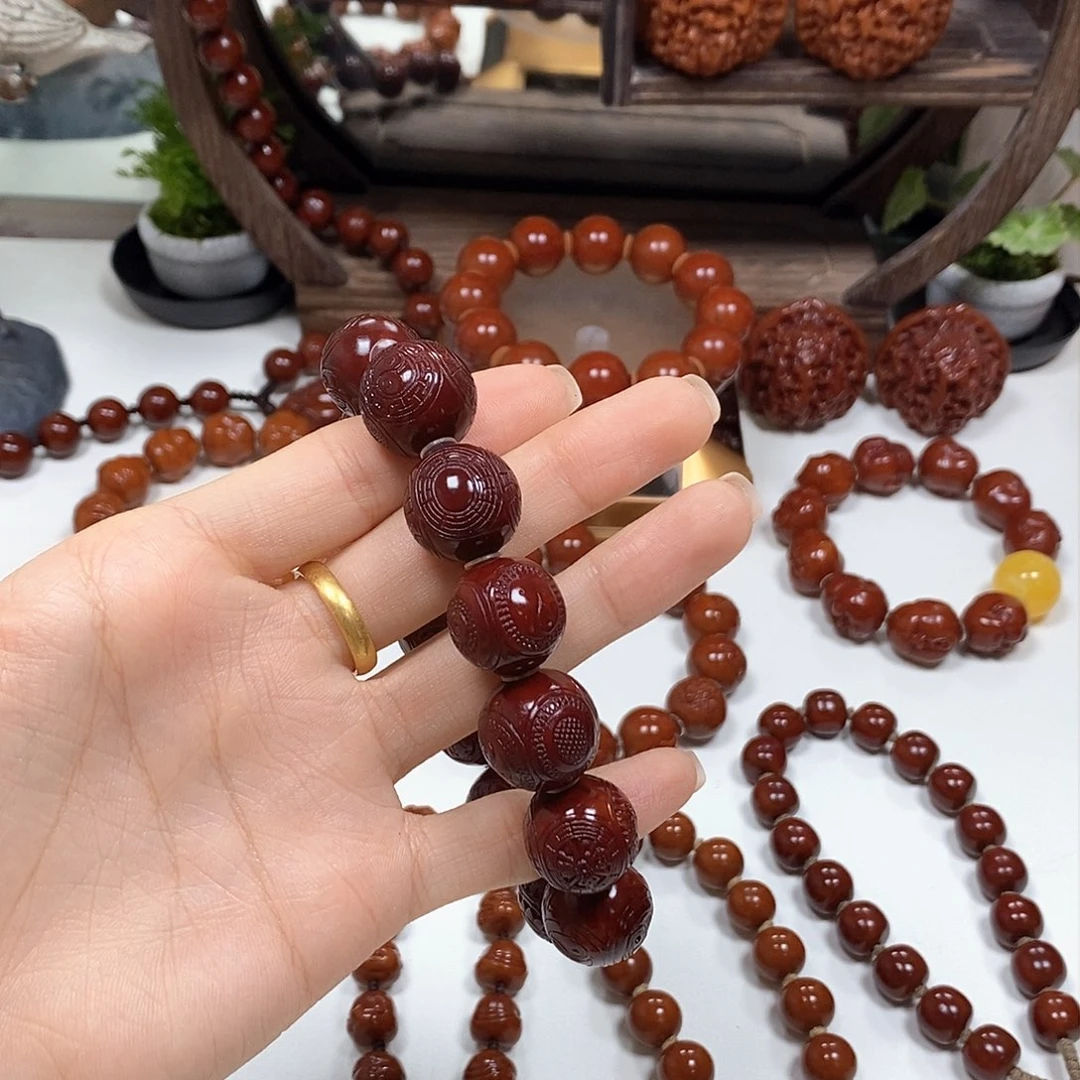 橄榄核把件赵*竹四象八卦手串