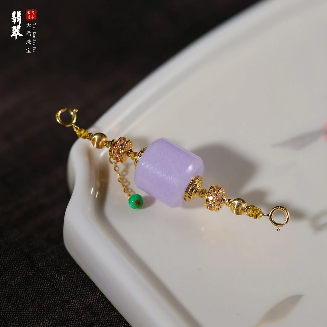 【桃总推荐】18k翡翠紫罗兰桶珠吊坠@@YH51120001
