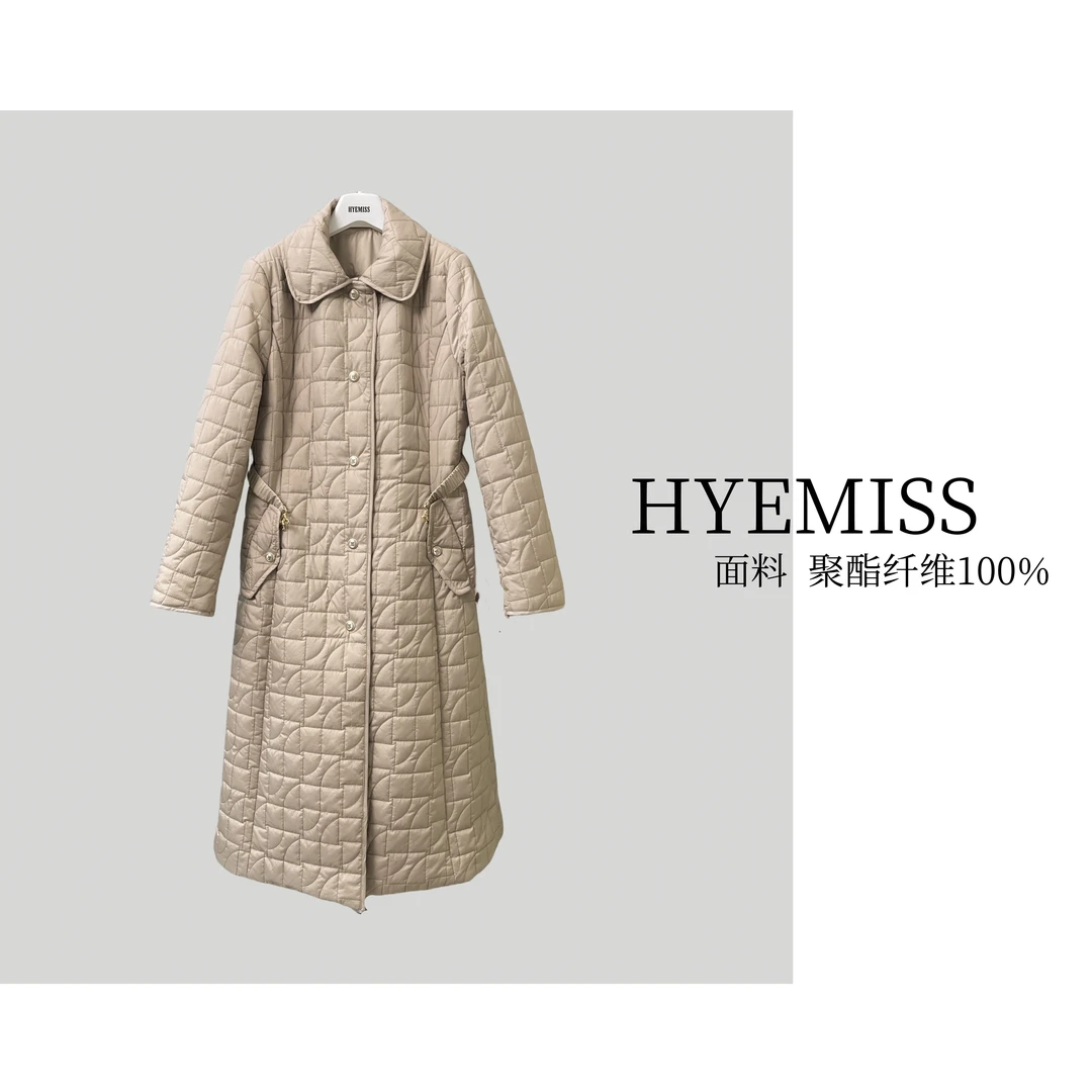 PD240273冬季新款时尚休闲百搭轻奢收腰长款棉服