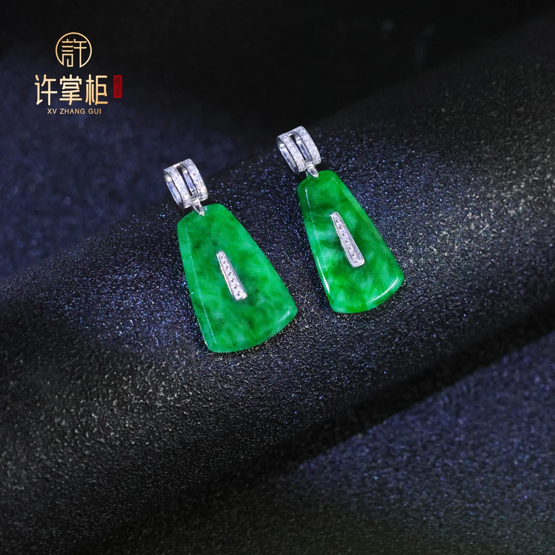 许掌柜｜18K金翡翠吊坠天然缅甸翡翠A货福贝方扣单个多样性随机发