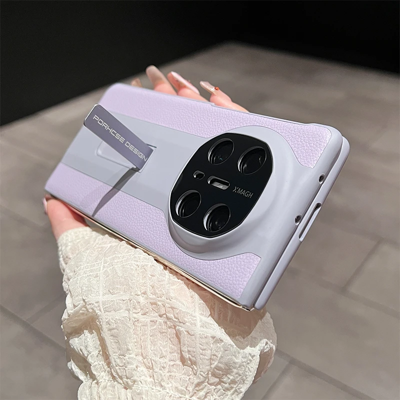 适用华为MateX6手机壳荔枝纹折叠一体支架matex5/3典藏版男女款