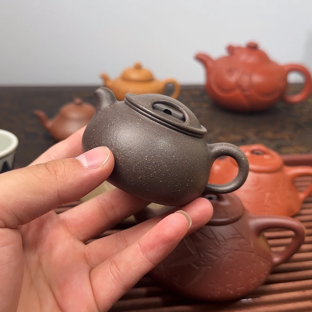 静***悟茶壶紫砂天青牛海105cc半手