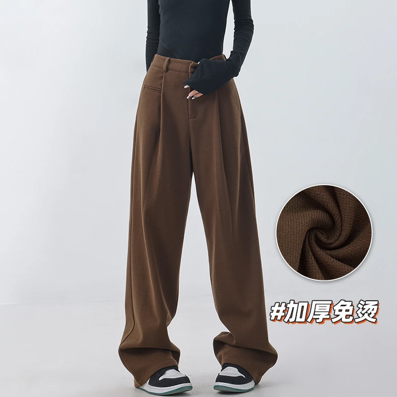 KEN STUDIO秋冬毛呢加厚美拉德直筒西装裤休闲裤女阔腿裤西裤裤子