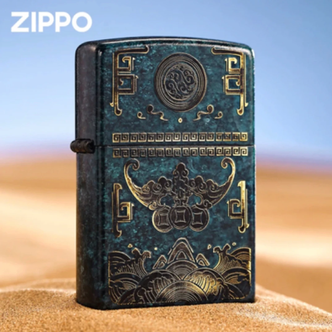 ZIPPO正品打火机做旧招财纳福青铜男士复古防风送礼收藏DY9902TQ