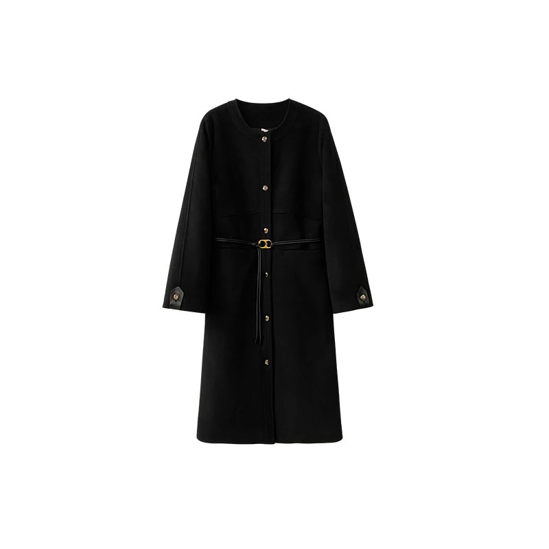 高级时尚设计款撞色拼皮外套+皮腰带801180