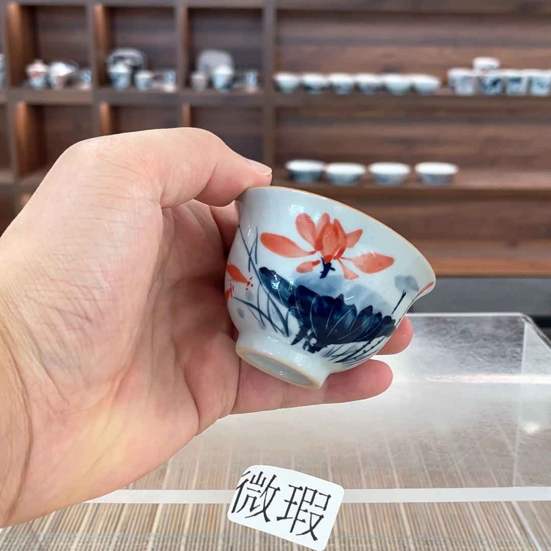 釉下手绘茶具微瑕