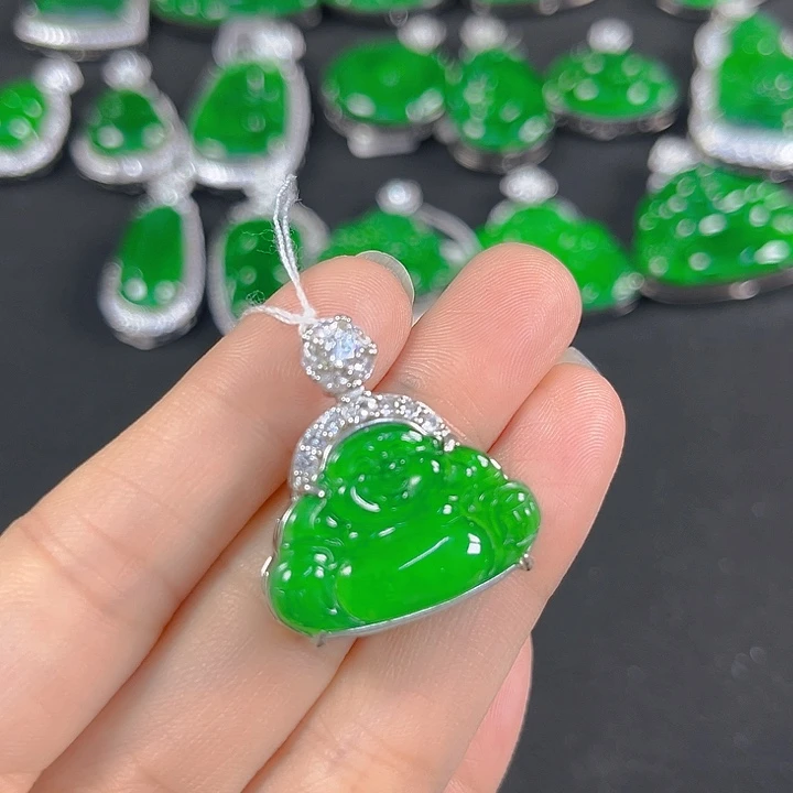 翡翠银S925镶嵌吊坠(不含链)