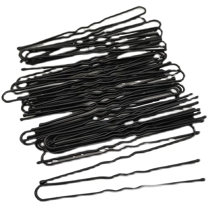 U型夹一字夹黑色盘发新娘头饰发夹影楼女扎头发丸子头花苞头发饰