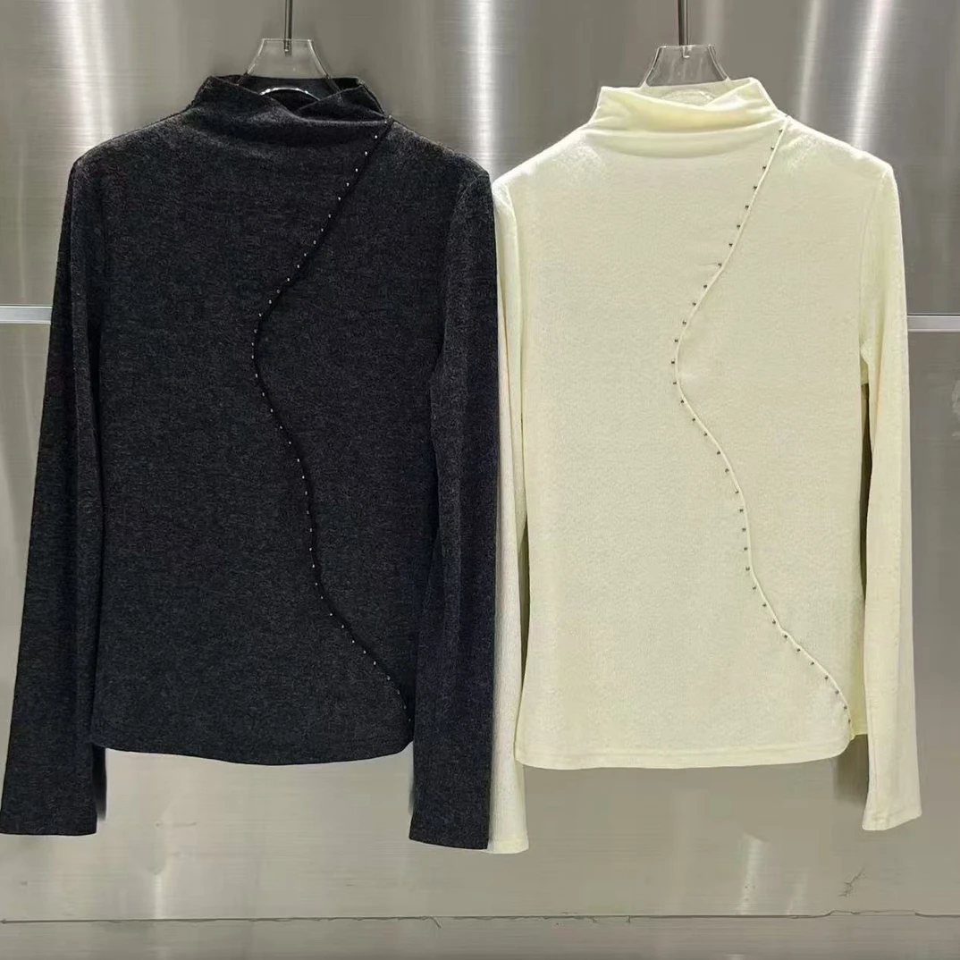 【BAI】秋冬新款半高领显瘦长袖T恤打底衫89070