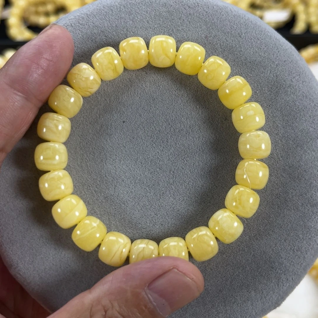 蜜蜡手串未镶嵌土*纯天然俄料白花虎皮