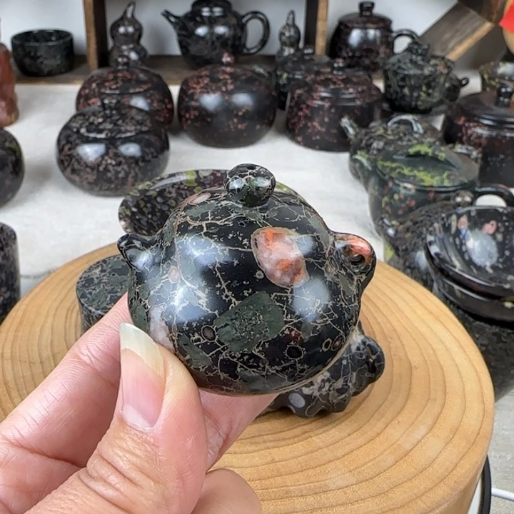 梅花玉把把壶茶摆件