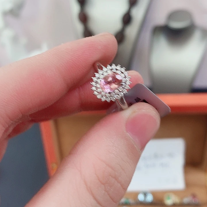 红色碧玺戒指银S925镶嵌