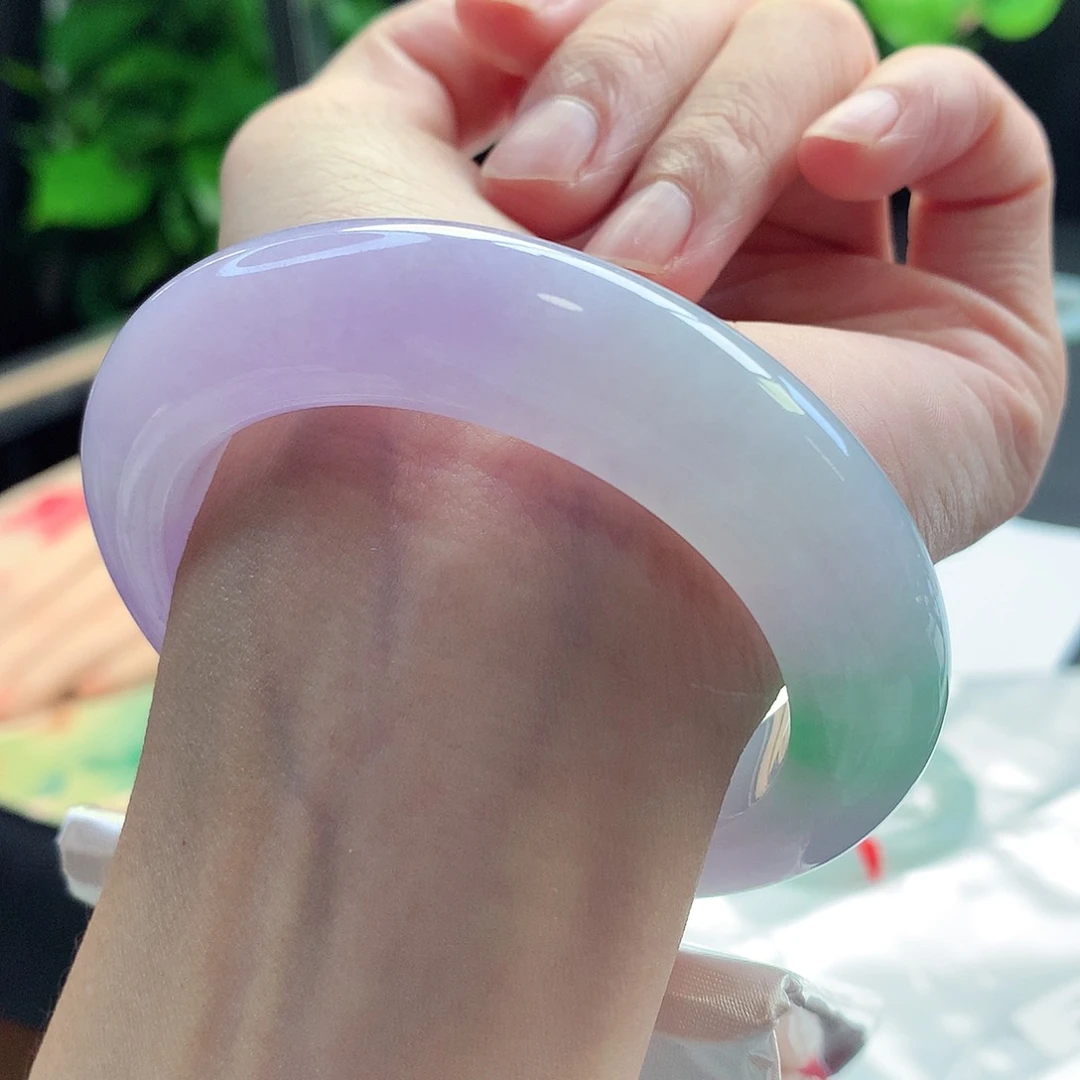 未镶嵌手镯翡翠54-55圈口冰春彩保料保值妥妥人间富贵花