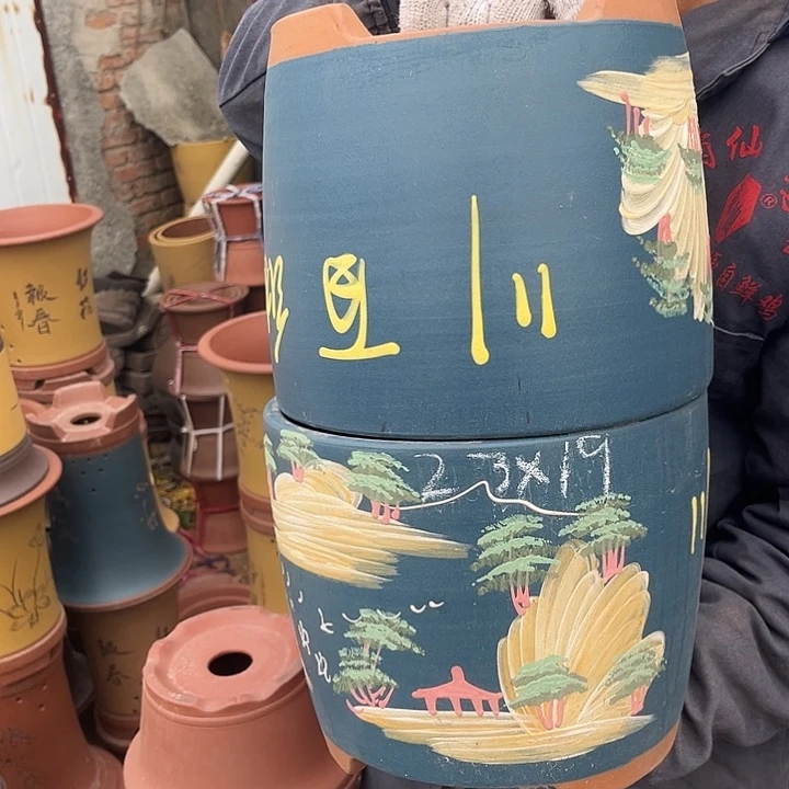 紫砂紫砂花盆和一