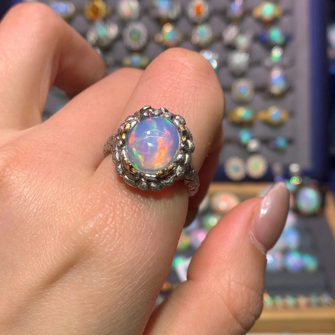 银S925镶嵌欧泊戒指款式