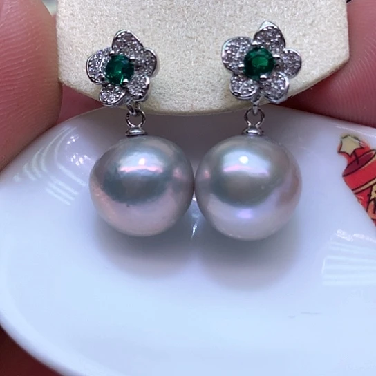 淡水珍珠耳饰银S925镶嵌