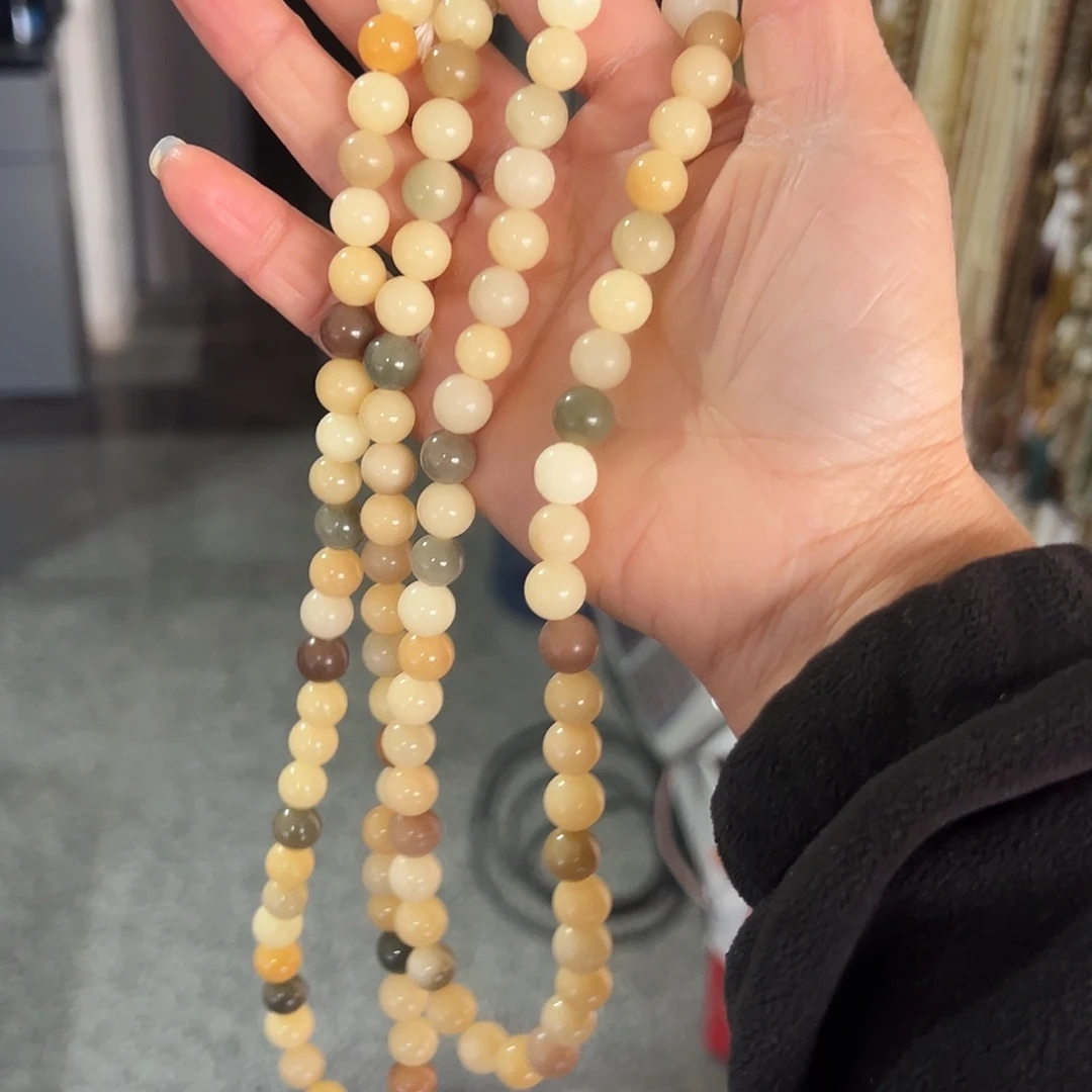 白玉菩提吊坠9卡圆珠