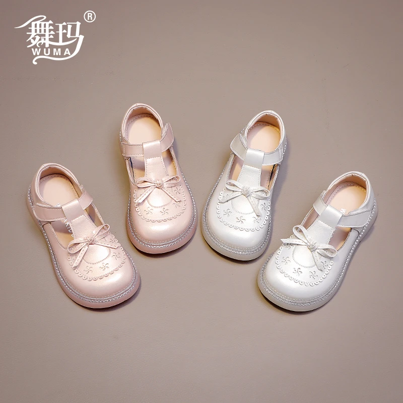 舞玛女童鞋子儿童皮鞋2025新款春秋季软底魔术贴公主鞋单鞋538370