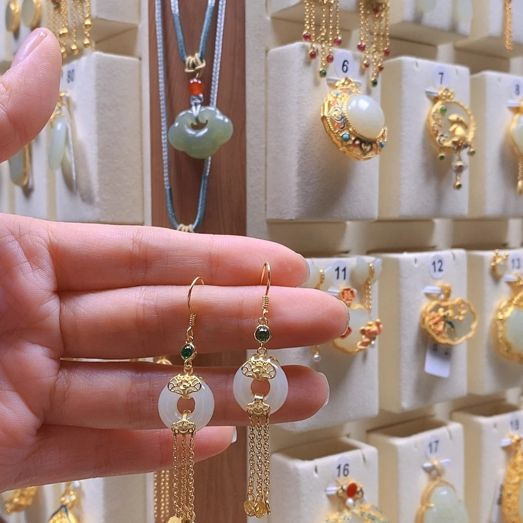 和田玉颈饰银S925镶嵌