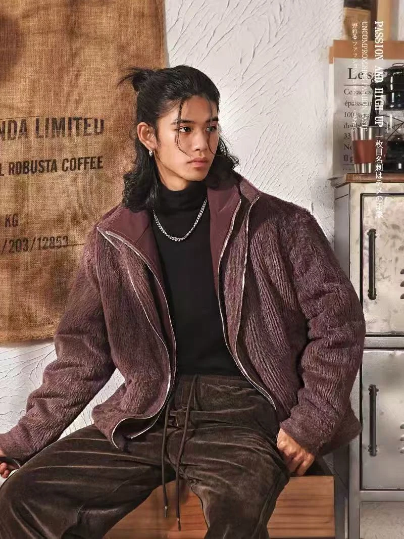 C28-3两色”柔顺毛毛”拉链外套（6822）