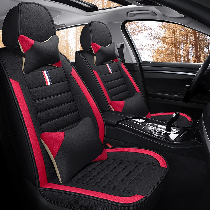 棉麻款四季通用汽车座套全包汽车坐垫全车五座布套非定制版佳吉来