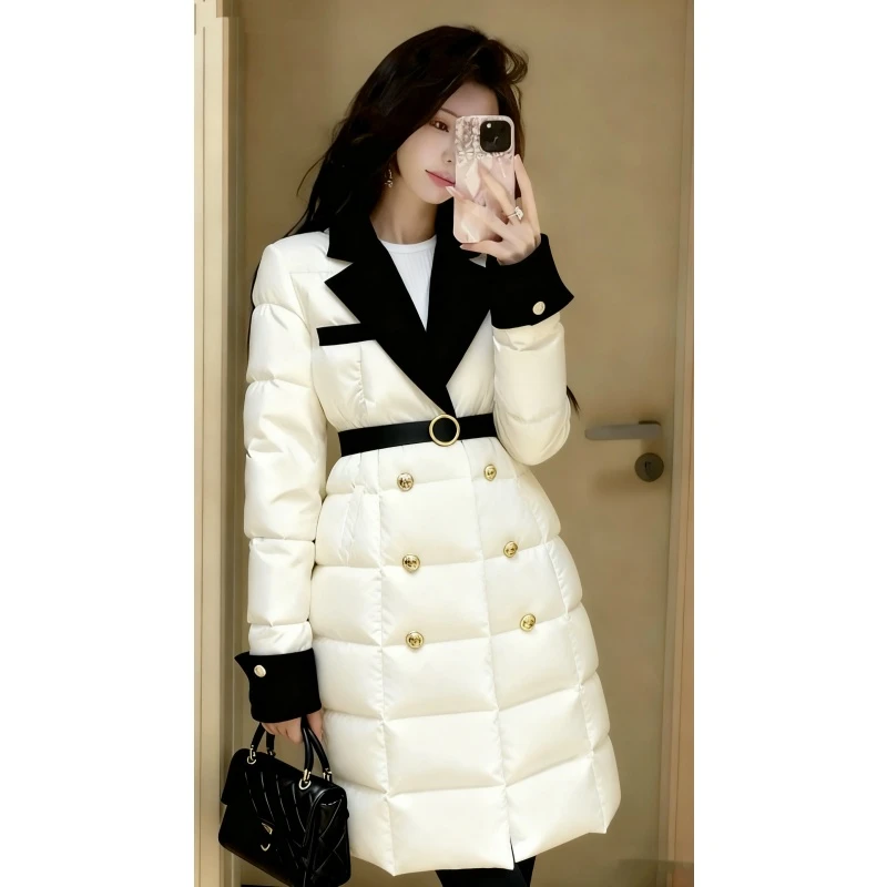 巨好看的杏色中长款棉服2025冬季款独特别致高端气质加厚保暖外套