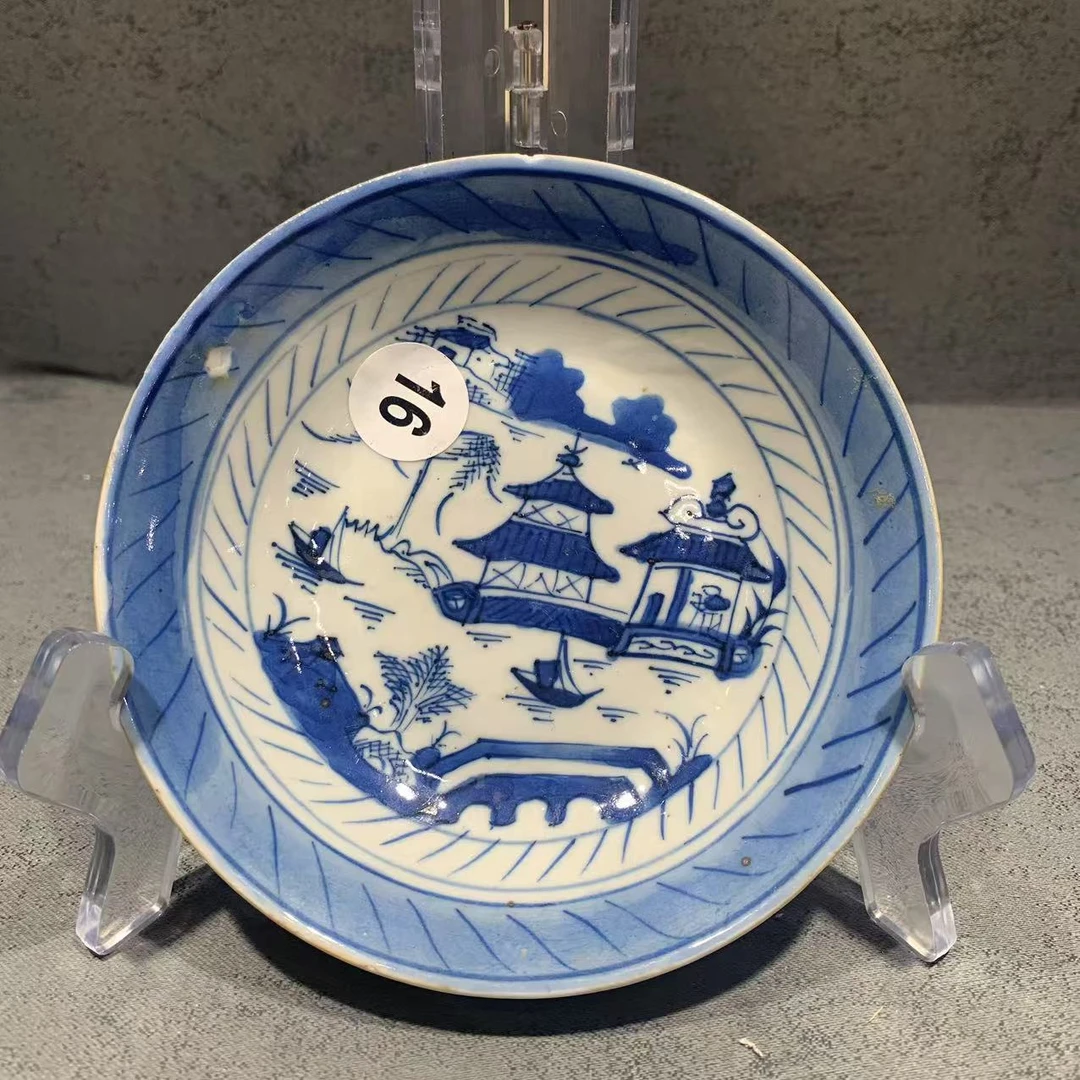 清乾隆青花楼阁小蝶16号