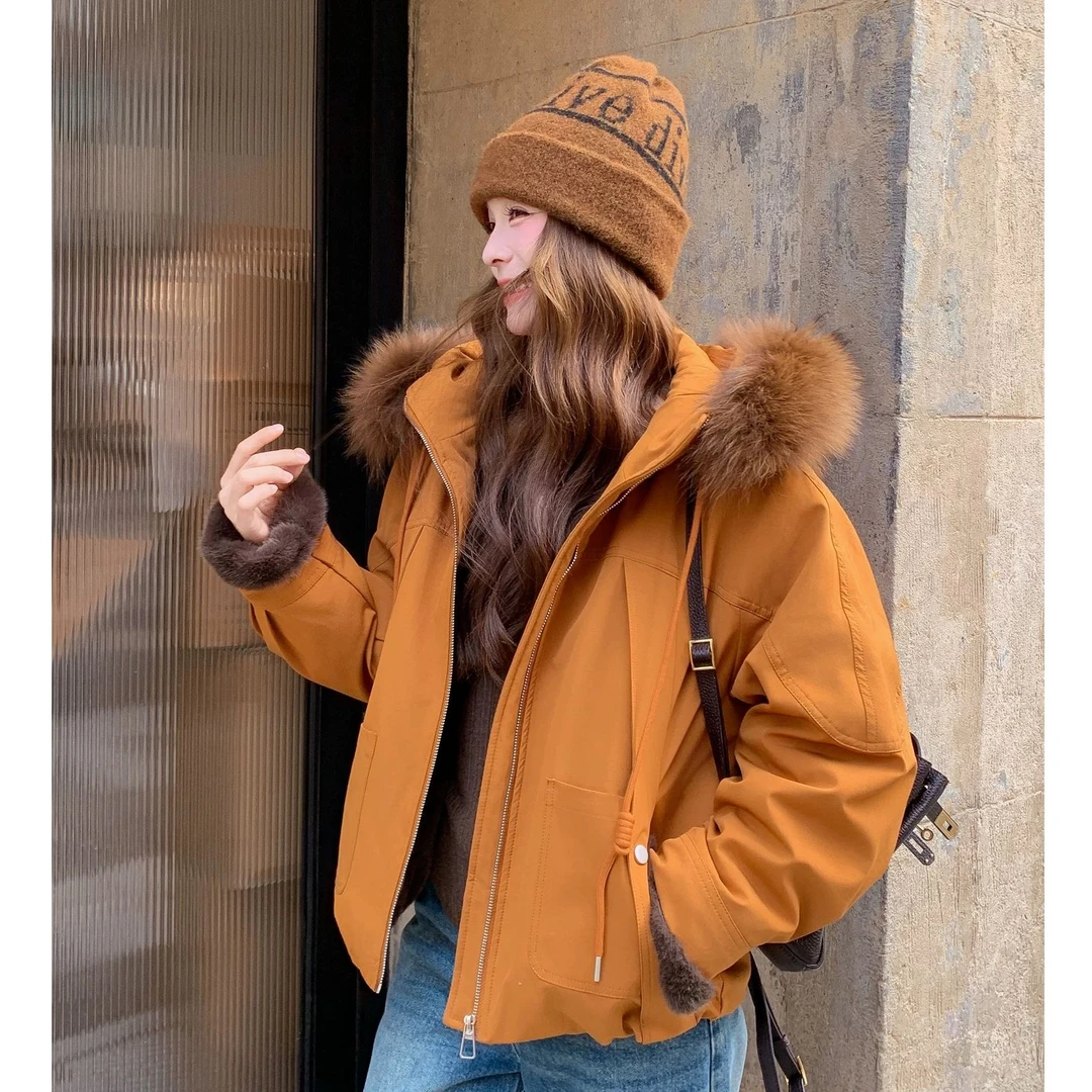 KT【工装风大毛领】休闲加厚连帽超好看棉服外套5865.Q