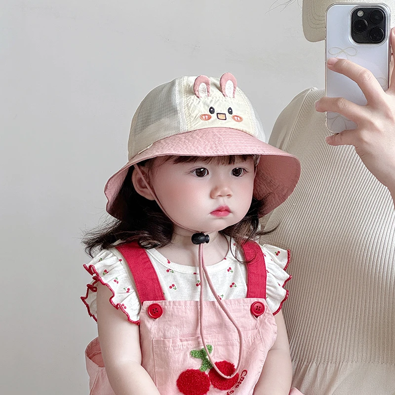帽子婴儿夏季薄款透气网眼大帽檐遮阳防晒渔夫帽男女宝宝盆帽