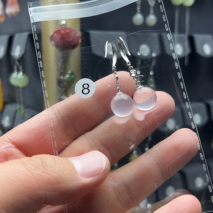 水晶耳饰银S925镶嵌章*