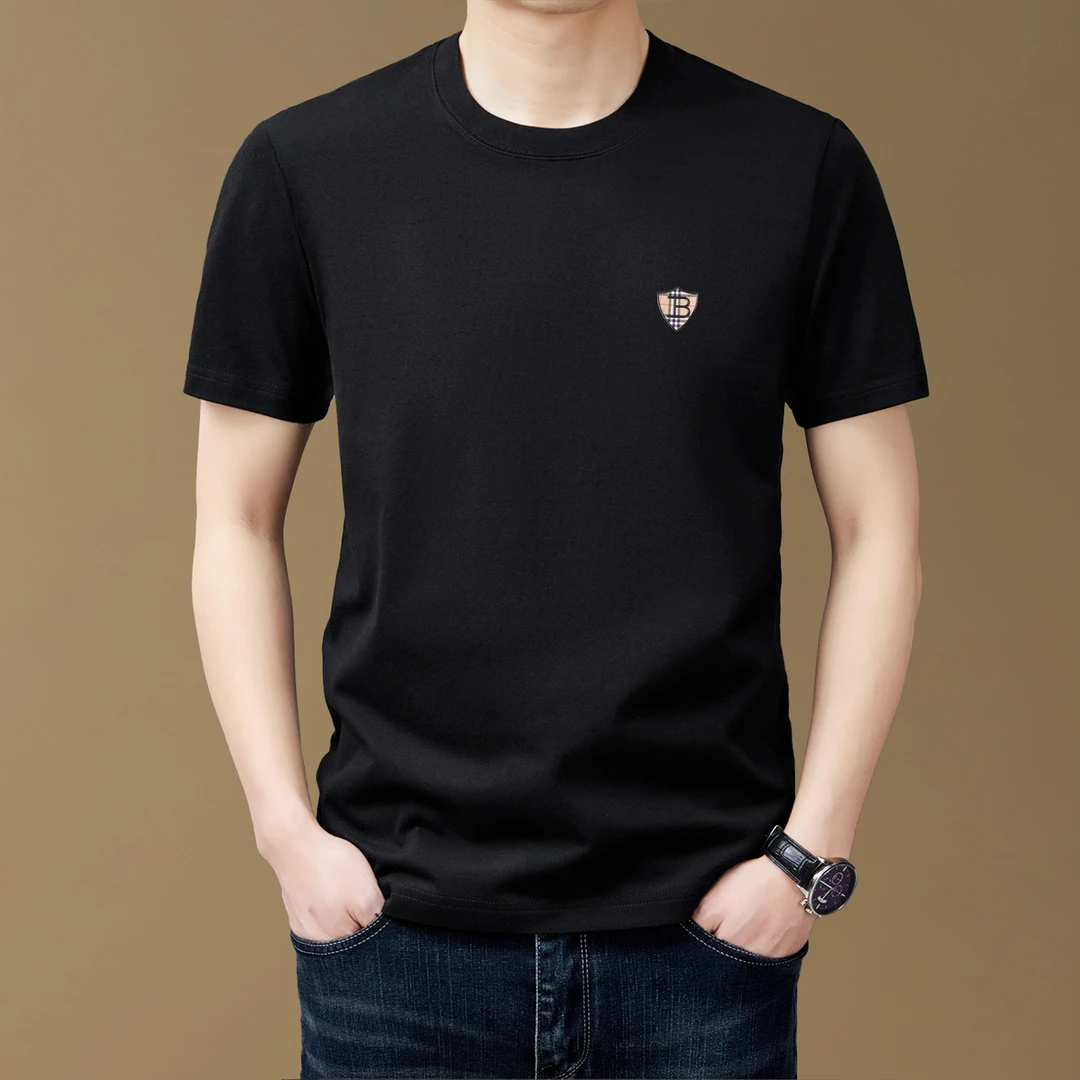 【奥莱撤柜·专柜直发】夏季高品质纯棉短袖t恤男士圆领商务休闲上衣