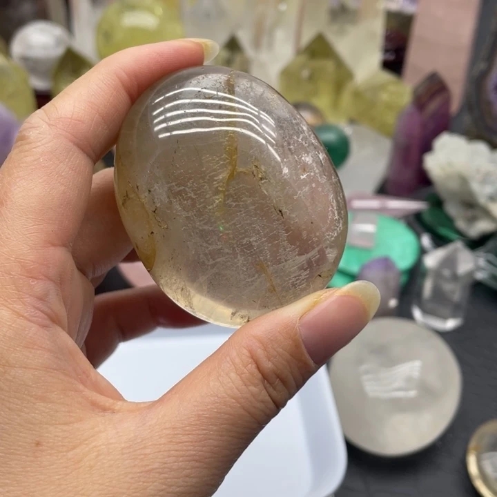 水晶珠宝半成品未镶嵌110茶晶手持