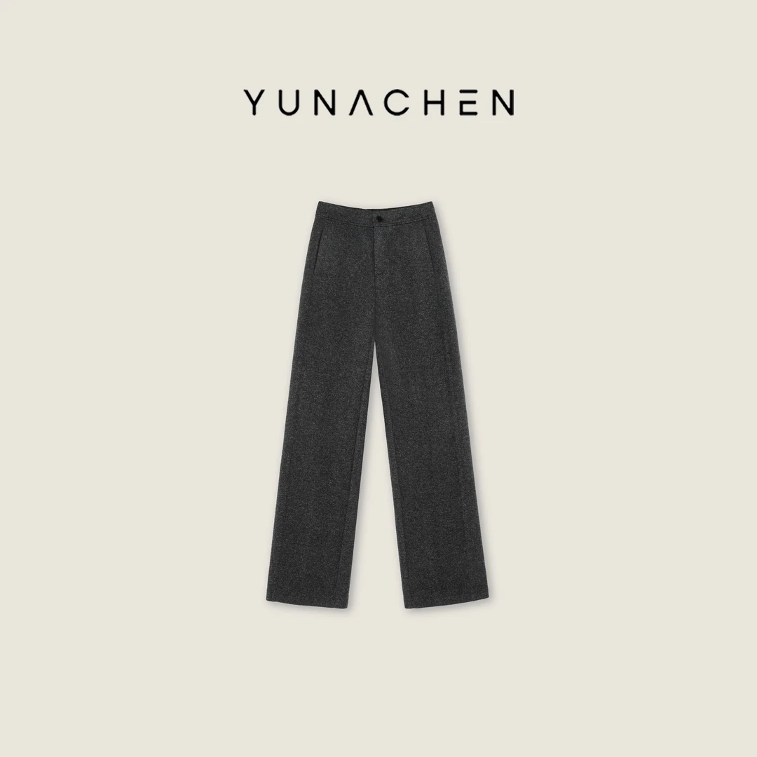 菠萝宝宝yuna【初雪暖绒】加绒灰色直筒百搭简约经典保暖休闲裤YL6