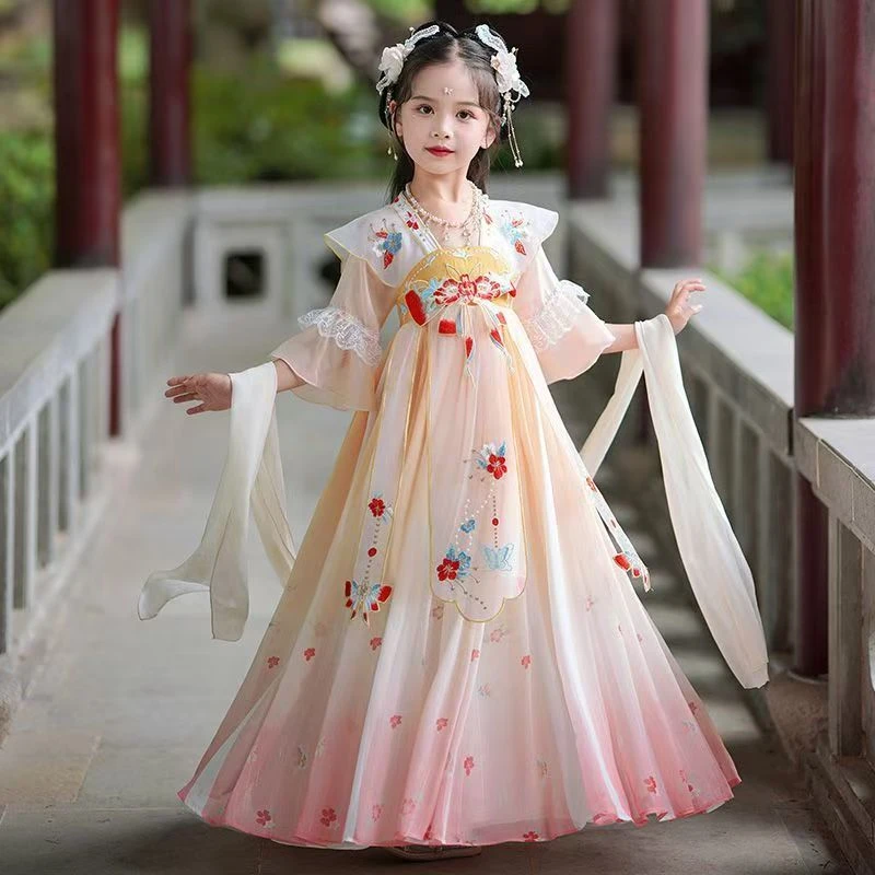901-999女童汉服夏季中国风唐装襦裙儿童超仙连衣裙春夏链接0