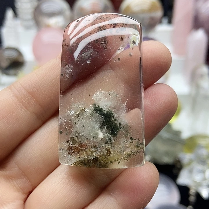 水晶未镶嵌摆件绿幽灵无事牌