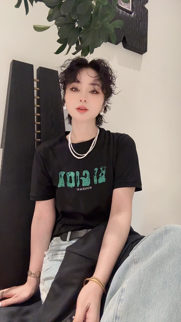 FANYE 2025春夏新款简约印花字母短袖T恤417-3