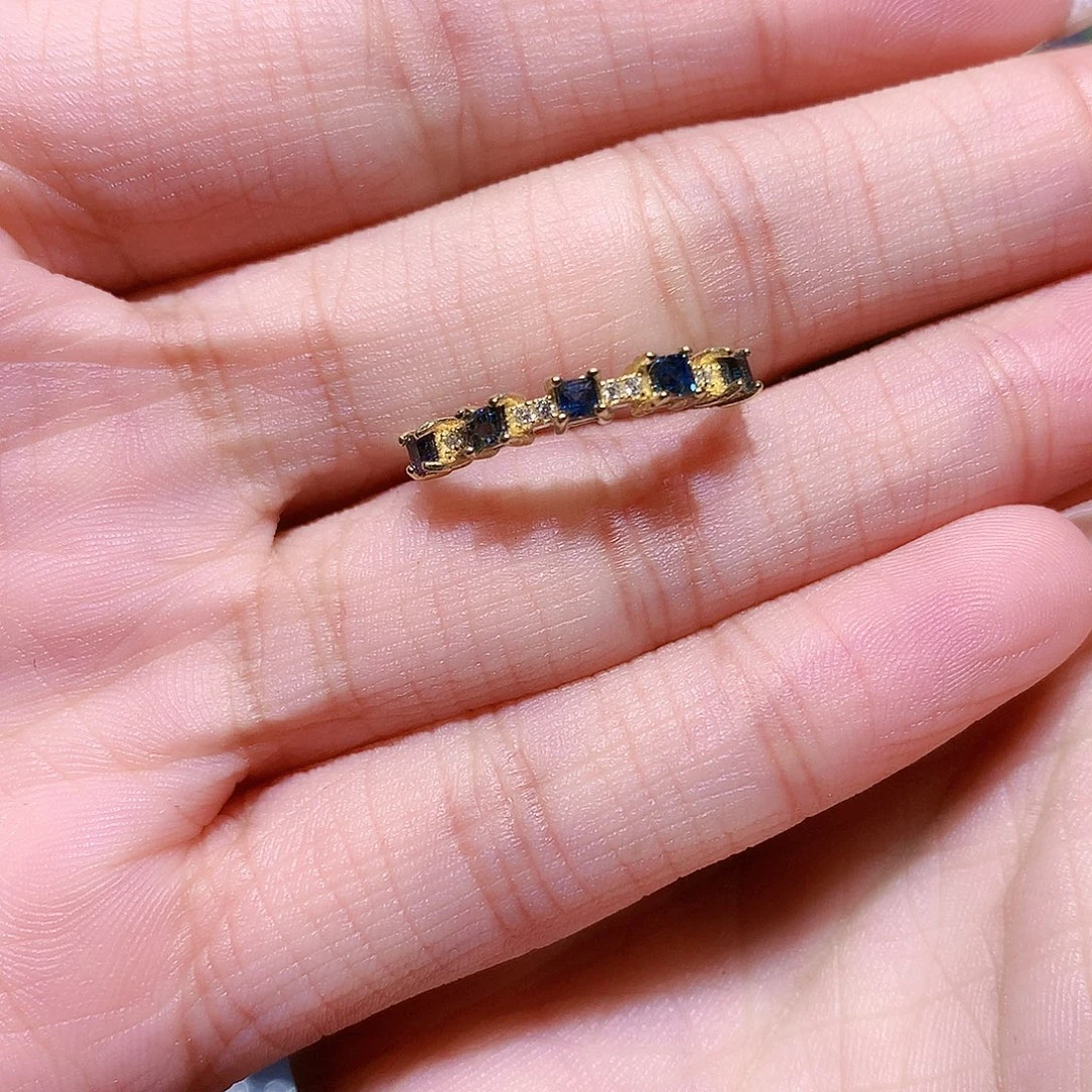 戒指蓝宝石银S925镶嵌