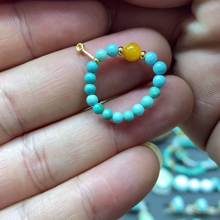 琥珀银S925镀金镶嵌裸石配饰