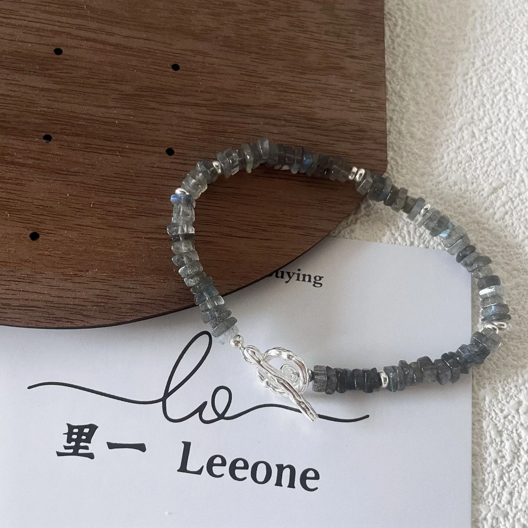 925银手链 LEEONE【泛灵】简约轻奢优雅素款灰水水手链A245