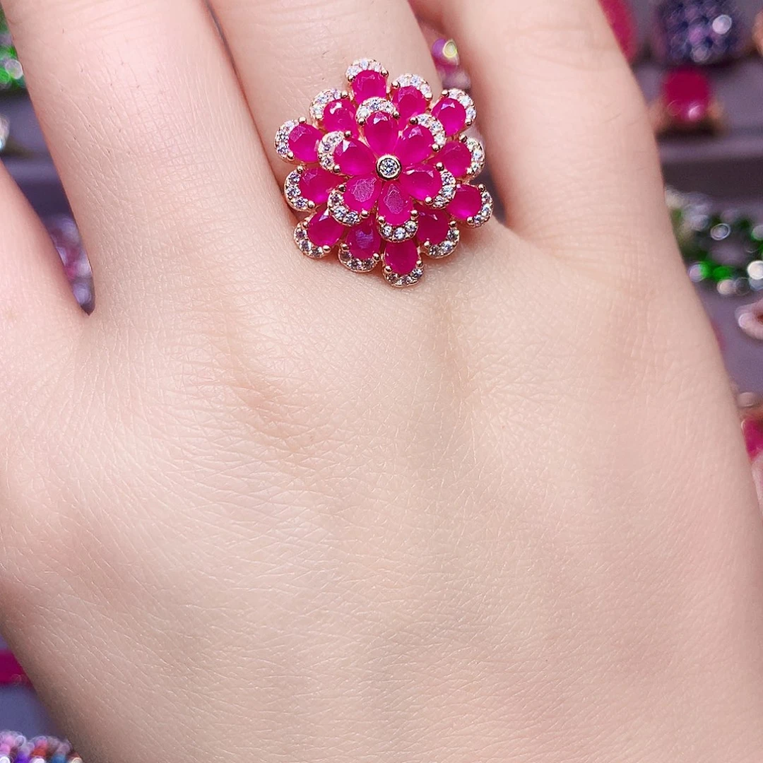 银S925镶嵌戒指红宝石